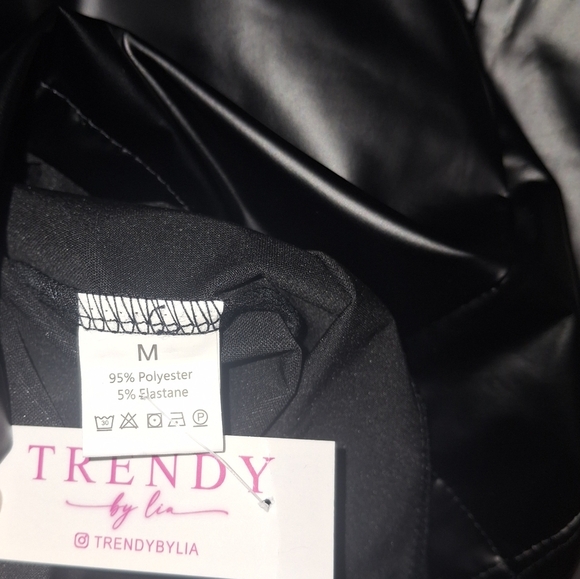 Black Faux Leather Mini Dress- W Sz Medium - Picture 8 of 9